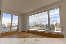Schlafzimmer II *VERMIETET* Neubau-Penthouse mit gro�er Dachterrasse, Panoramafenster und U-Bahn um die Ecke!