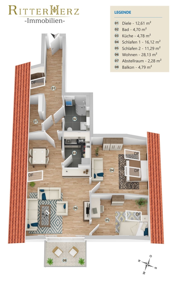 Grundriss Etagenwohnung M�nchen / Trudering-Riem