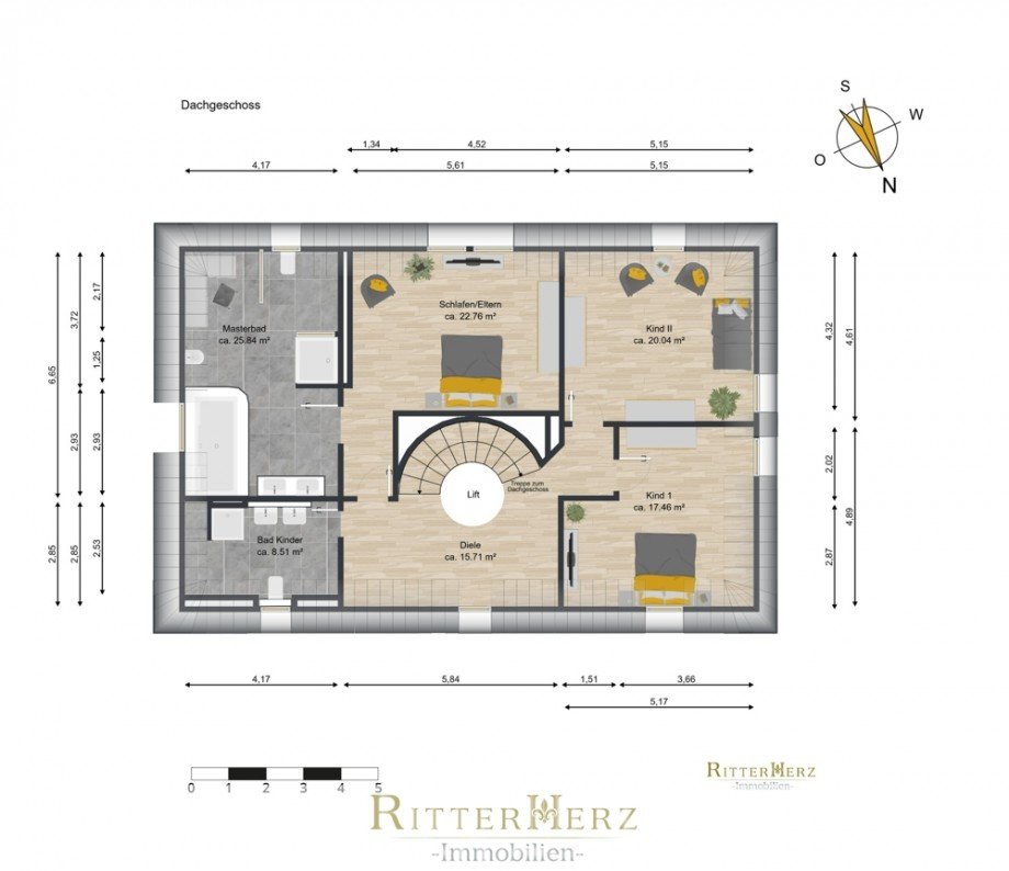Dachgeschoss - Grundriss Einfamilienhaus M�nchen