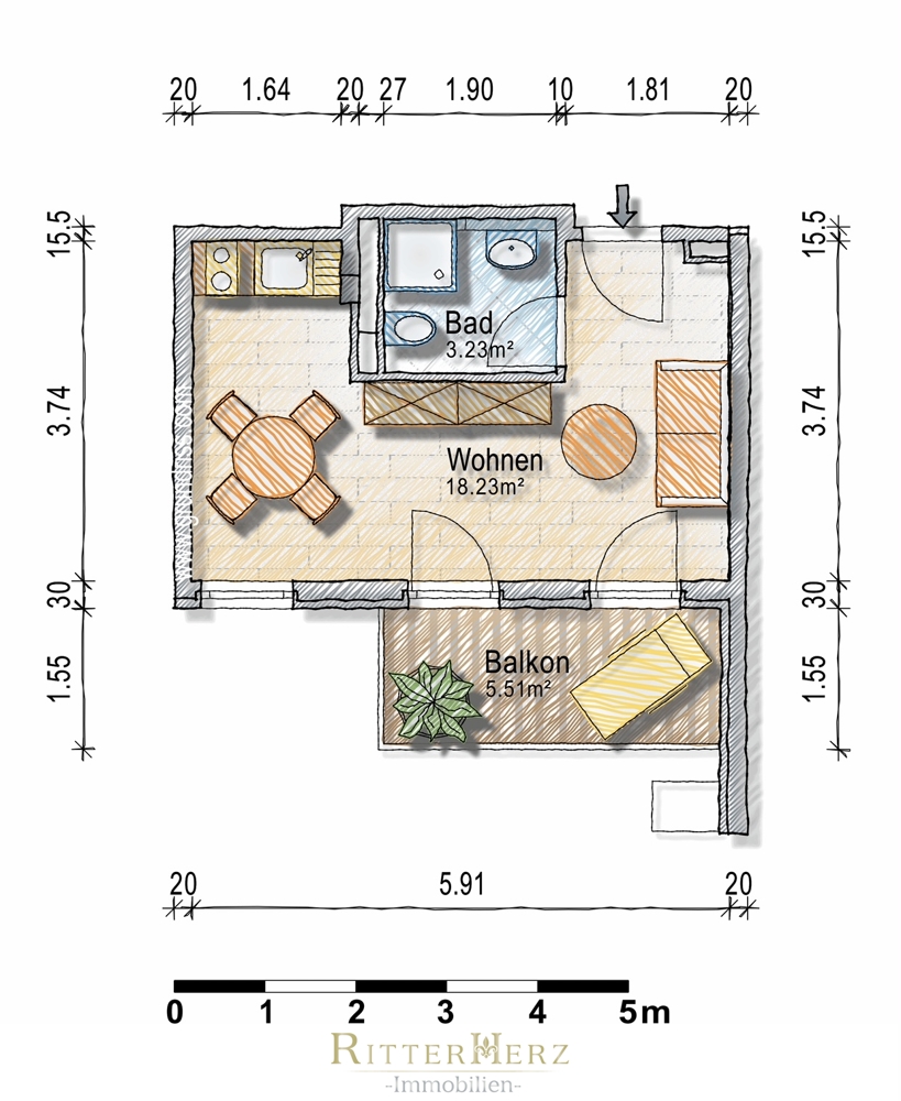 Grundriss Erdgeschosswohnung M�nchen
