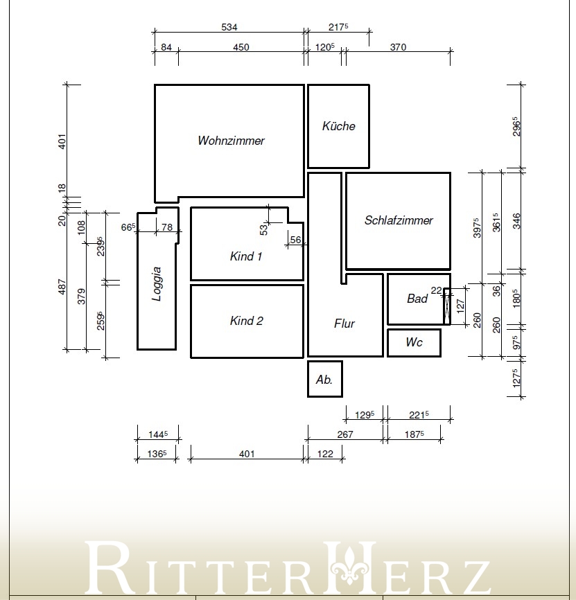 B-Grundriss Erdgeschosswohnung M�nchen