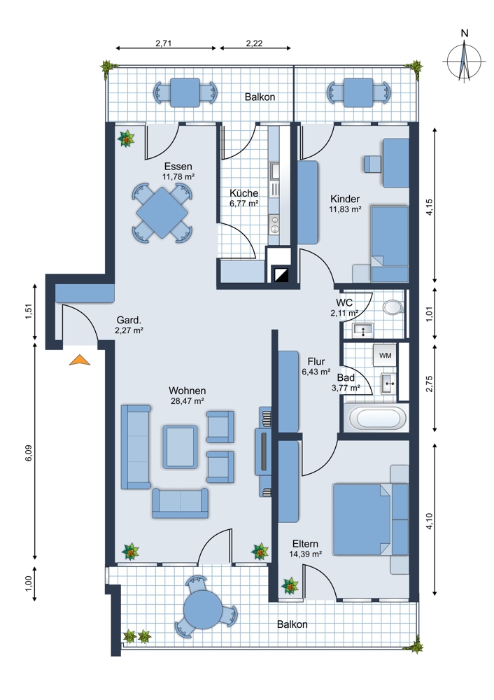Grundriss Etagenwohnung M�nchen