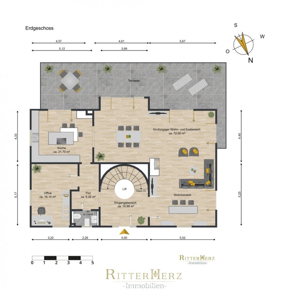 Erdgeschoss - Grundriss Einfamilienhaus M�nchen