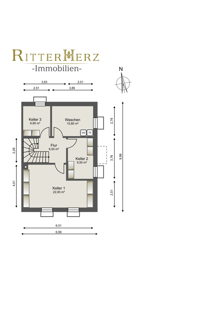 Grundriss KG Doppelhaush�lfte M�nsing