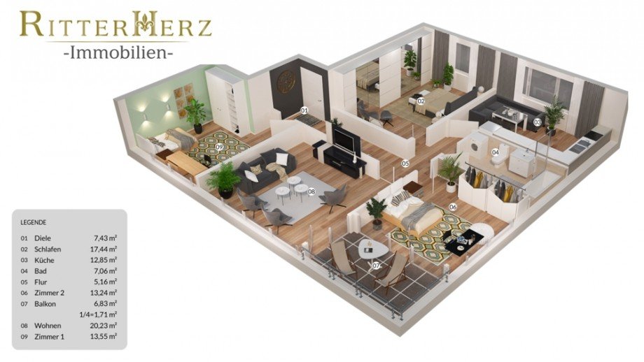 Grundriss Etagenwohnung M�nchen / Neuhausen-Nymphenburg