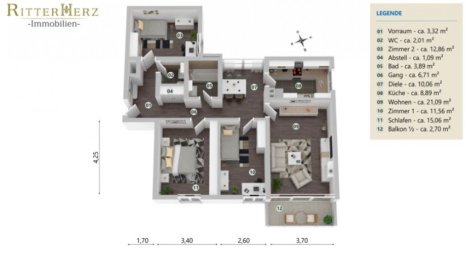 Grundriss Dachgeschosswohnung M�nchen
