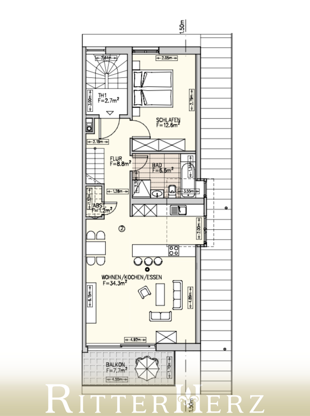 Grundriss - OG Dachgeschosswohnung M�nchen / Hadern
