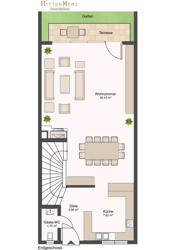 Erdgeschoss Reihenhaus Oberschlei�heim