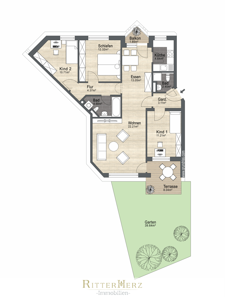Grundriss Erdgeschosswohnung M�nchen
