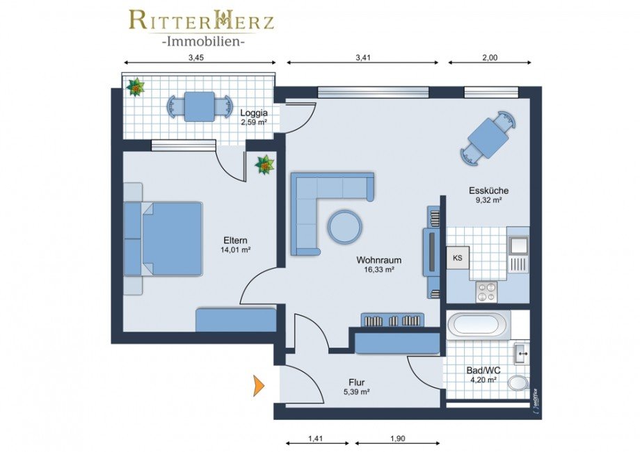 Grundriss Etagenwohnung M�nchen / Forstenried